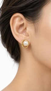 Bijuterii aur galben 14 K cercei colectie noua ITALIA model TURBAN - PERLA