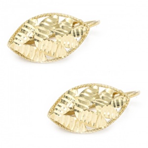 Bijuterii aur galben 14 K cercei colectie noua model FRUNZA