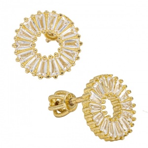 Bijuterii aur galben 14 K cercei colectie noua model ROTUND - Img 2