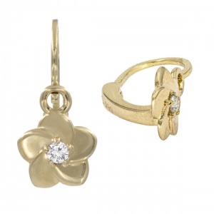 Bijuterii aur galben 14 K cercei copii piatra naturala colectie noua model FLOARE - DIAMANT - Img 2