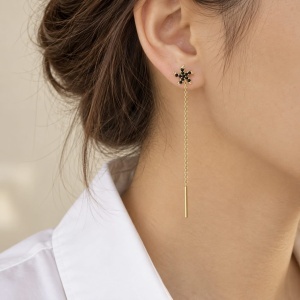 Bijuterii aur galben 14 K cercei cu lant colectie noua model STELUTA DE MARE - BLACK