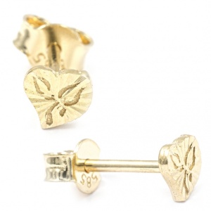 Bijuterii aur galben 14 K cercei mici colectie noua model INIMA - Img 2