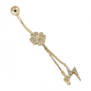 Bijuterii aur galben 14 K cercel pentru buric colectie noua model FLOARE