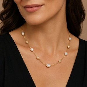 Bijuterii aur galben 14 K Colier colectie noua ITALIA model PERLA