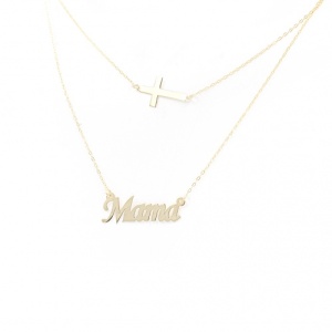 Bijuterii aur galben 14 K lant cu pandantiv colectie noua MAMA SI CRUCE