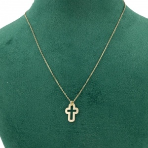 Bijuterii aur galben 14 K lant cu pandantiv colectie noua model CRUCE - Img 2