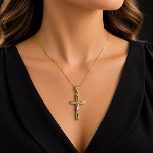 Bijuterii aur galben 14 K lant cu pandantiv colectie noua model CRUCE