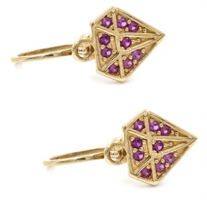 Bijuterii aur galben cercei copii colectie noua model DIAMOND - RUBIN