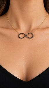 Bijuterii aur galben lant cu pandantiv colectie noua INFINITY - ONIX