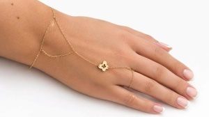 Bratara aur cu inel aur galben 14 K model FLUTURAS