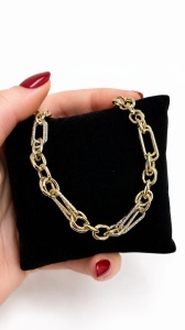 Bratara aur galben 14 K colectie ITALIA model GEOMETRIC - Img 2