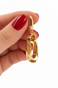 Cercei aur galben 14 K colectie ITALIA model GEOMETRIC - Img 2
