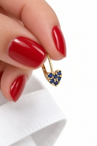Cercei aur galben 14 K colectie ITALIA model INIMA - BLUE - Img 2