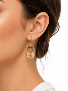 Cercei aur galben 14 K colectie ITALIA model OVAL - FATETAT