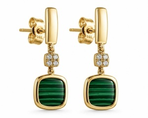 Cercei aur galben 14 K colectie ITALIA model PATRAT - Img 3
