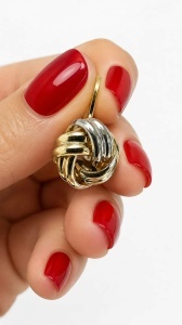 Cercei aur galben 14 K colectie ITALIA model TURBAN - Img 2