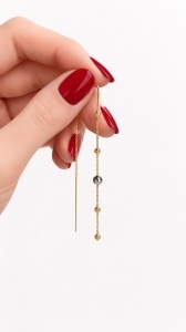 Cercei aur galben 14 K colectie noua ITALIA model BILUTE - Img 2