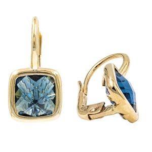 Cercei aur galben 14 K colectie noua ITALIA model PATRAT - Img 2
