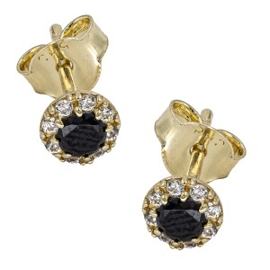 Cercei aur galben 14 K model ROTUND - BLACK