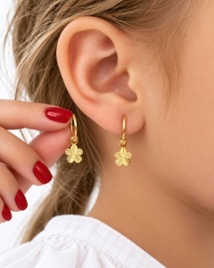 Cercei copii aur galben 14 K colectie ITALIA model FLOARE - FATETATA