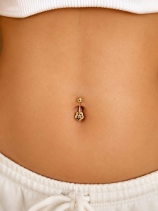 Cercel pentru buric aur galben 14 K model FLOARE - Img 2