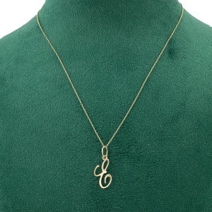 Lant cu pandantiv aur galben 14 K colectie GRECIA model LITERA E - Img 2