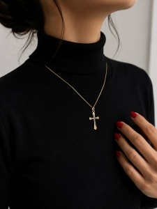 Lant cu pandantiv aur galben 14 K colectie ITALIA model CRUCE - Img 2
