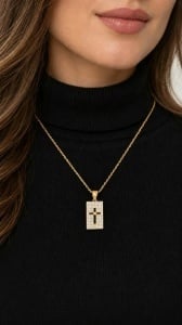 Lant cu pandantiv aur galben 14 K colectie ITALIA model CRUCE