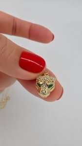 Lant cu pandantiv aur galben 14 K colectie ITALIA model PANTERA - Img 2
