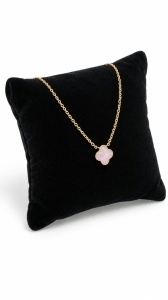 Lant cu pandantiv aur galben 14 K model FLOARE - PINK - Img 3