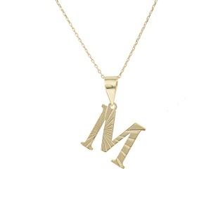 Lant cu pandantiv aur galben 14 K model LITERA M
