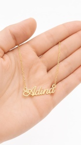 Lant cu pandantiv aur galben 14 K model NUME - ADINA - Img 2