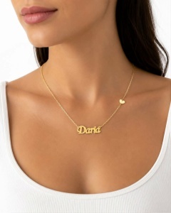 Lant cu pandantiv aur galben 14 K model NUME - DARIA