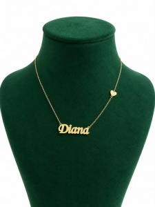 Lant cu pandantiv aur galben 14 K model NUME - DIANA - Img 2
