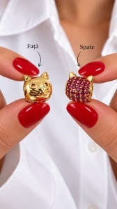 Pandantiv aur galben 14 K model CHARM - PISICUTA - Img 2