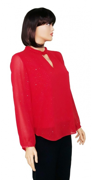 bluza de ocazie de culoare rosie cu maneca lunga