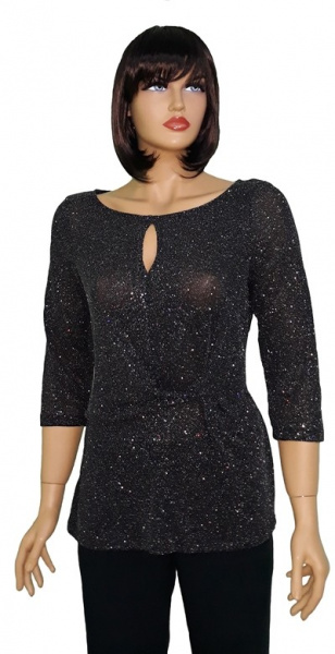 bluza neagra cu fir lame argintiu