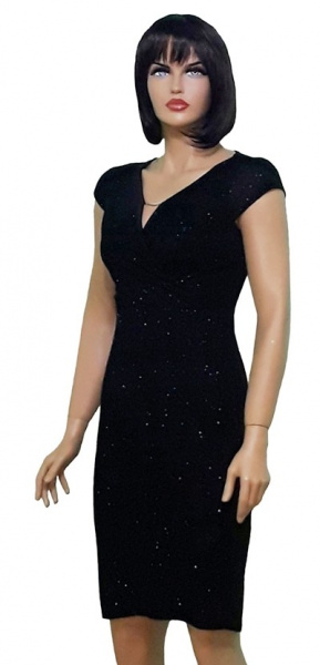 rochie de seara neagra mulata cu fir metalic argintiu
