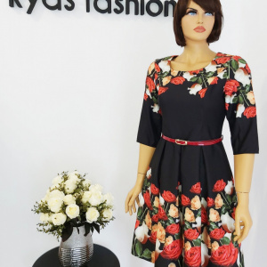 ROCHIE CU IMPRIMEU FLORAL SI CUREA - ELENA 91598