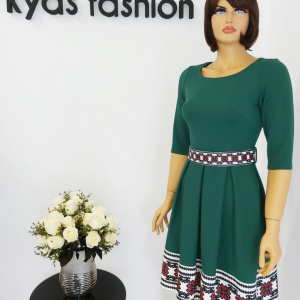 Rochie cu motive populare Sorana 91568 - Verde
