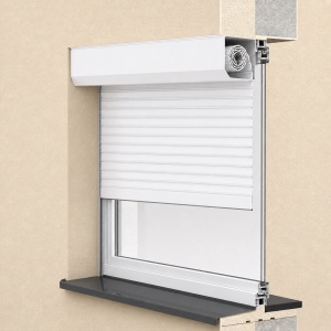 Rulou exterior aplicat pentru fereastră, cu casetă și lamele termoizolante, culoare Alb