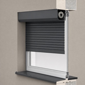 Rulou exterior aplicat pentru fereastră, cu casetă și lamele termoizolante, culoare Gri Antracit