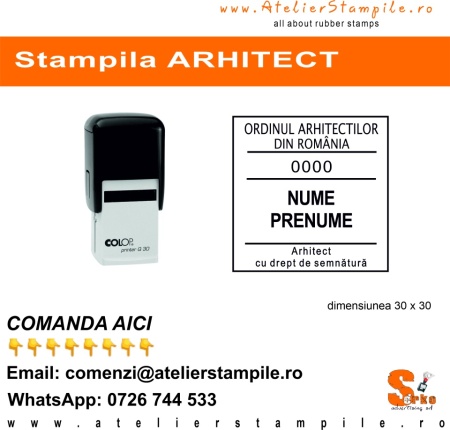 Ștampilă arhitect cu drept de semnătură