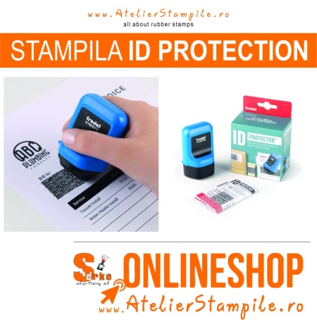 Stampila ID Protector+, Trodat, design ergonomic, rezistent la apa, 108x78x50mm