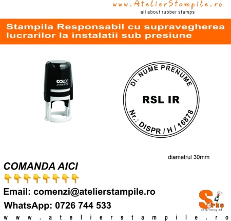 Stampila RSL IP - Responsabil cu supravegherea lucrarilor la instalatii sub presiune