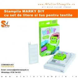 Stampila MARKY DIY cu set de pitere si tus pentru textile verde