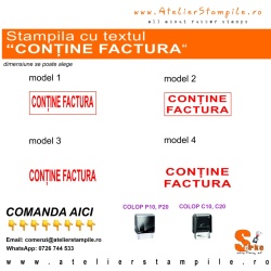 Stampila cu textul "CONȚINE FACTURA"