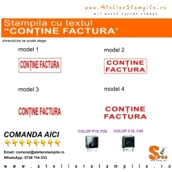 Stampila cu textul "CONȚINE FACTURA"