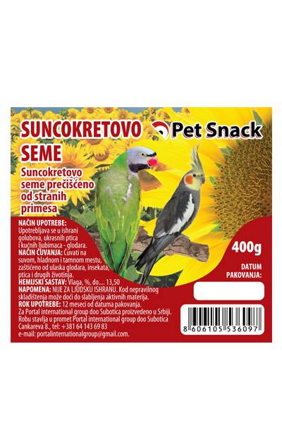 Suncokret seme za ptice 400g Pet Snack
