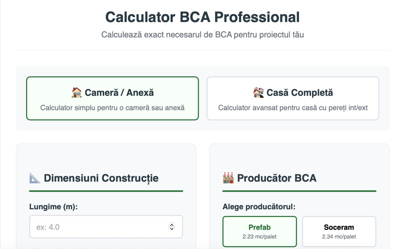 Calculator BCA / MP - Află câți paleți sunt necesari pentru o casă sau o cameră